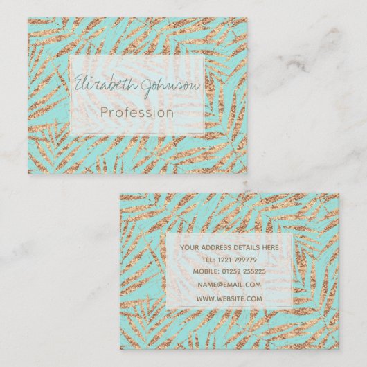 Elegant Gold Tropical Palm laat een ontwerp van ee Visitekaartje (Voorkant / Achterkant)