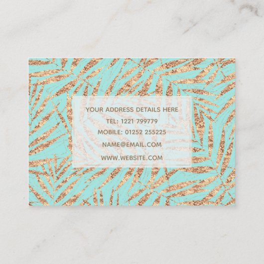 Elegant Gold Tropical Palm laat een ontwerp van ee Visitekaartje (Achterkant)