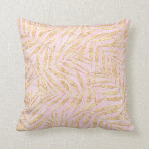 Elegant Gold Tropical Palm laat roze design Kussen