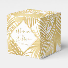 Elegant Gold Tropical Palm Leaves Bedankdoosjes