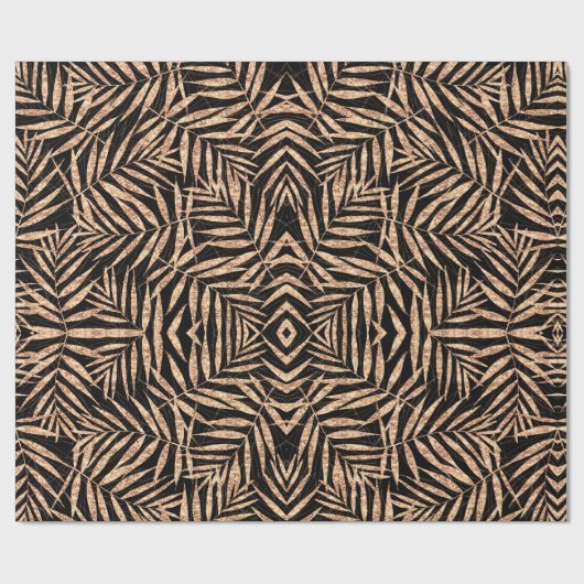Elegant Gold Tropical Palm Leaves Black Design Cadeaupapier (Vlak)
