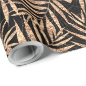 Elegant Gold Tropical Palm Leaves Black Design Cadeaupapier (Rol Hoek)