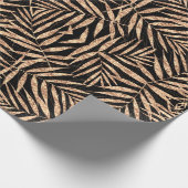 Elegant Gold Tropical Palm Leaves Black Design Cadeaupapier (Hoek)