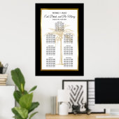 Elegant Gold Tropical Palm Wedding Seding Chart Poster (Thuiskantoor)