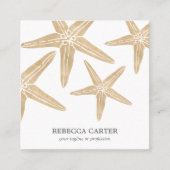 Elegant Gold Tropical Starfish Beach Coastal Vierkante Visitekaartje (Voorkant)