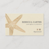 Elegant Gold Tropical Starfish Beach Coastal Visitekaartje (Voorkant)