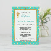 Elegant Gold Turquoise Crown Baptisme Kaart (Staand voorkant)
