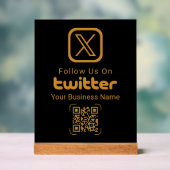 Elegant Gold Twitter Business QR Acrylic Sign Acryl Bord (Neutraal)