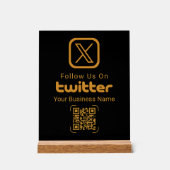 Elegant Gold Twitter Business QR Acrylic Sign Acryl Bord (Voorkant)