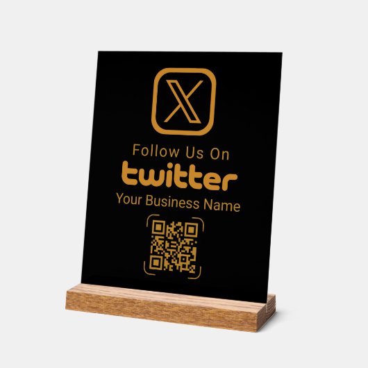 Elegant Gold Twitter Business QR Acrylic Sign Acryl Bord (Hoek)