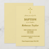Elegant Gold Typografie Cross-Baptisme op beige Kaart (Voorkant / Achterkant)