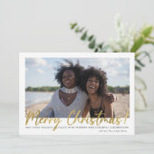 Elegant Gold Typografie Fotokerstkaart Feestdagenkaart (Staand voorkant)