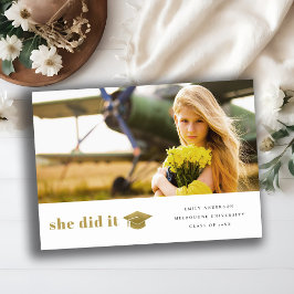 Elegant Gold Typografie Gradupafkap Foto Aankondiging