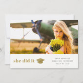 Elegant Gold Typografie Gradupafkap Foto Aankondiging (Voorkant)