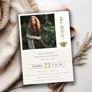 Elegant Gold Typografie Gradupafkap Foto Kaart