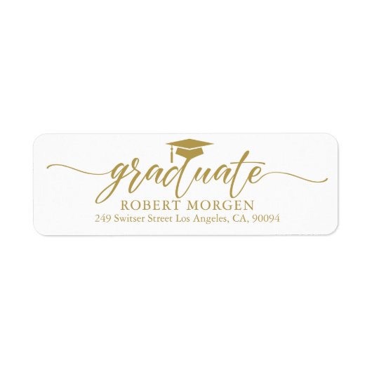 Elegant Gold Typografie op witte achtergrond Etiket (Voorkant)