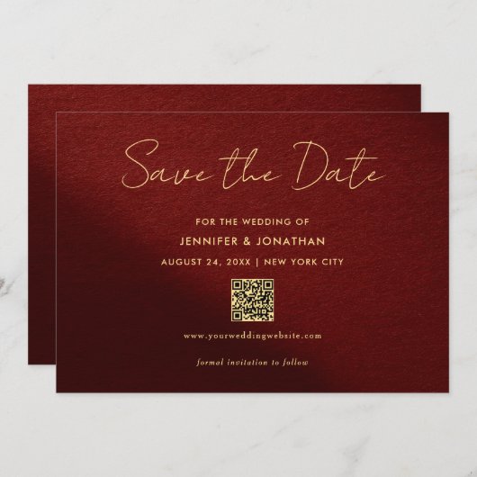 Elegant Gold Typography Script Save The Date (Voorkant / Achterkant)