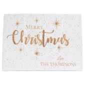 Elegant Gold Typography Stars Merry Kerstry Groot Cadeauzakje (Voorkant)