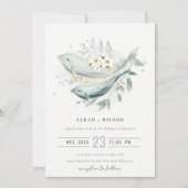 Elegant Gold Underwater Floral Fish Wedding Invite Bedankkaart (Voorkant)