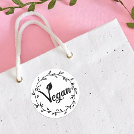 Elegant Gold Vegan Leaf Ronde Sticker