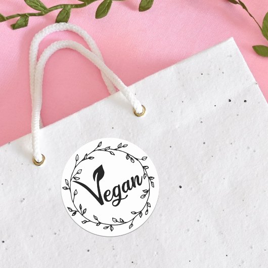 Elegant Gold Vegan Leaf Ronde Sticker