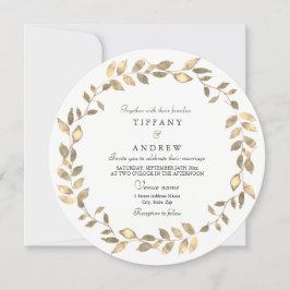 Elegant Gold verlof met moderne bruiloft uitnodigt Kaart