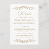 Elegant Gold Victorian Floral Wedding Details Informatiekaartje (Voorkant)