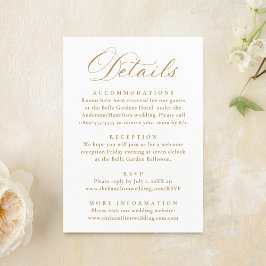 Elegant Gold Victorian Floral Wedding Details Informatiekaartje