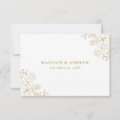 Elegant Gold Victorian Floral Wedding RSVP Kaartje (Achterkant)