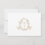 Elegant Gold Victorian Floral Wedding RSVP Kaartje (Achterkant)