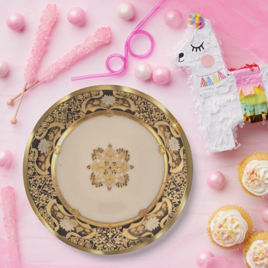 Elegant Gold Viennese Papieren Bordje (Feest)