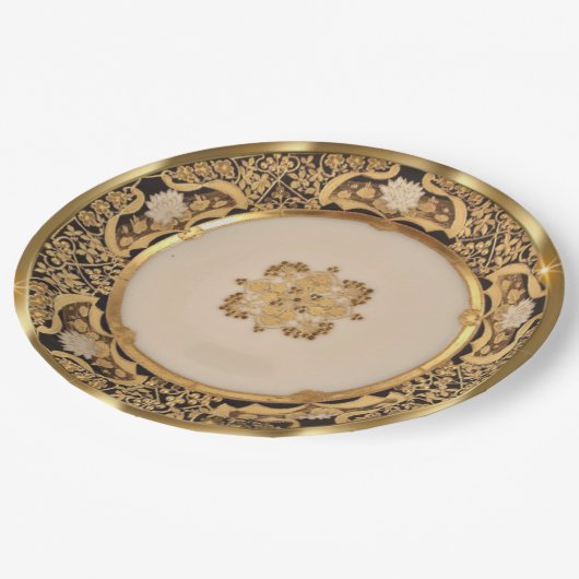 Elegant Gold Viennese Papieren Bordje (Gekanteld)