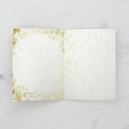 Elegant Gold Vintage Wedding Invitation (Binnen)