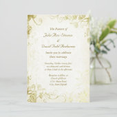 Elegant Gold Vintage Wedding Invitation Kaart (Staand voorkant)