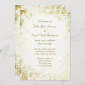 Elegant Gold Vintage Wedding Invitation Kaart (Voorkant / Achterkant)