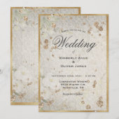 Elegant Gold Vintage Wedding Invitation Kaart (Voorkant / Achterkant)