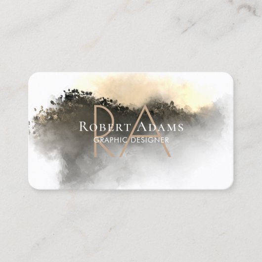 Elegant Gold Waterverf Abstracte monogrammen Visitekaartje (Voorkant)