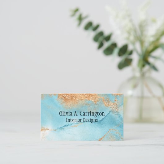 Elegant Gold Waterverf Abstracte Typografie Modern Visitekaartje (Staand voorkant)