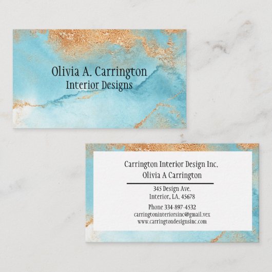 Elegant Gold Waterverf Abstracte Typografie Modern Visitekaartje (Voorkant / Achterkant)