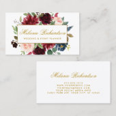 Elegant Gold Waterverf Burgundy Blue Visitekaartje (Voorkant / Achterkant)