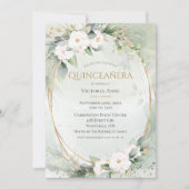 Elegant Gold Waterverf Green Quinceañera Kaart (Voorkant)