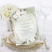 Elegant Gold Waterverf Green Quinceañera Kaart