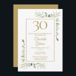 Elegant Gold Waterverf Greenery 30th Birthday Kaart<br><div class="desc">Met delicate waterverf greenery bladeren kan deze schitterende uitnodiging voor de 30ste verjaardag worden gepersonaliseerd met je speciale verjaardagsinformatie,  met een gouden achtergrond aan de achterkant. Ontworpen door: Thisnotme©</div>