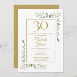 Elegant Gold Waterverf Greenery 30th Birthday Kaart<br><div class="desc">Met delicate waterverf greenery bladeren kan deze schitterende uitnodiging voor de 30ste verjaardag worden gepersonaliseerd met je speciale verjaardagsinformatie,  met een gouden achtergrond aan de achterkant. Ontworpen door: Thisnotme©</div>