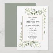 Elegant Gold Waterverf Greenery 40e verjaardag Kaart (Voorkant / Achterkant)