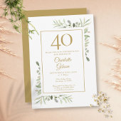 Elegant Gold Waterverf Greenery 40e verjaardag Kaart