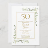 Elegant Gold Waterverf Greenery 50e verjaardag Kaart (Voorkant)
