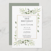 Elegant Gold Waterverf Greenery 60th Birthday Kaart (Voorkant / Achterkant)