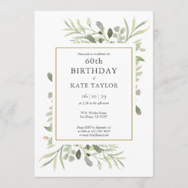 Elegant Gold Waterverf Greenery 60th Birthday Kaart