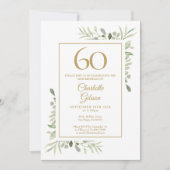 Elegant Gold Waterverf Greenery 60th Birthday Kaart (Voorkant)